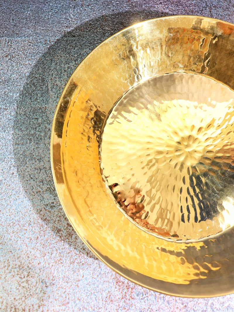 Kitchen 101% Pure Brass Pital Parat for Atta | 14 Inch | Paraat for Dough Atta Kneading | Brass Utensils for Cooking | Pital Ka Bartan | Thaal | Thatera Bartan Pital - Image 2
