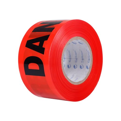 TopSoon Red Danger Tape Roll Do Not Enter Barricade Tape 3-Inch by 300-Feet, Premium Construction Tape Red Color Caution Tape Safety Barrier Tape - Image 1