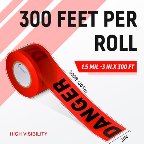 TopSoon Red Danger Tape Roll Do Not Enter Barricade Tape 3-Inch by 300-Feet, Premium Construction Tape Red Color Caution Tape Safety Barrier Tape - Image 2