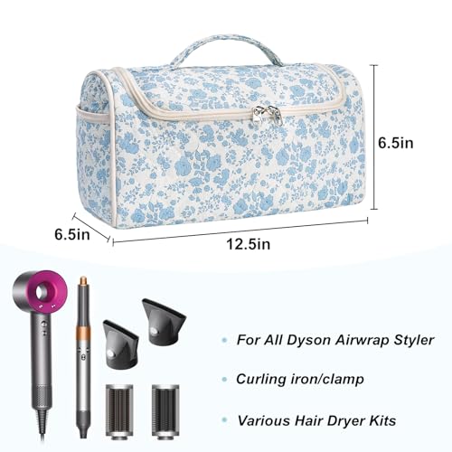 idoltimes Quilted Hair Tools Travel Bag, Cute Portable Organizer Case with Hanging Hook, Compatible with Dyson Airwrap Styler,Hair Curler Accessories - Image 2