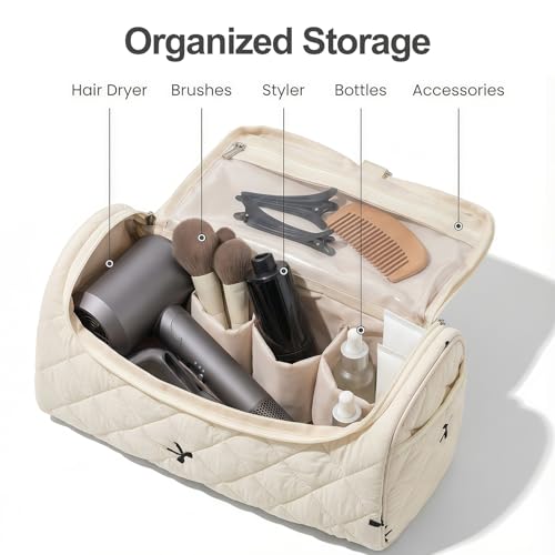 idoltimes Quilted Hair Tools Travel Bag, Cute Portable Organizer Case with Hanging Hook, Compatible with Dyson Airwrap Styler,Hair Curler Accessories - Image 3