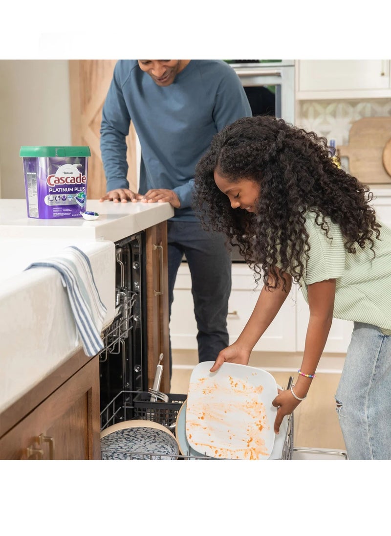 Cascade Cascade Platinum Plus Automatic Dishwasher Detergent ActionPacs, Fresh, With Grease Fighting Of Dawn 81Tablet/Pods Green /Purple 1.25 kg  - Image 2