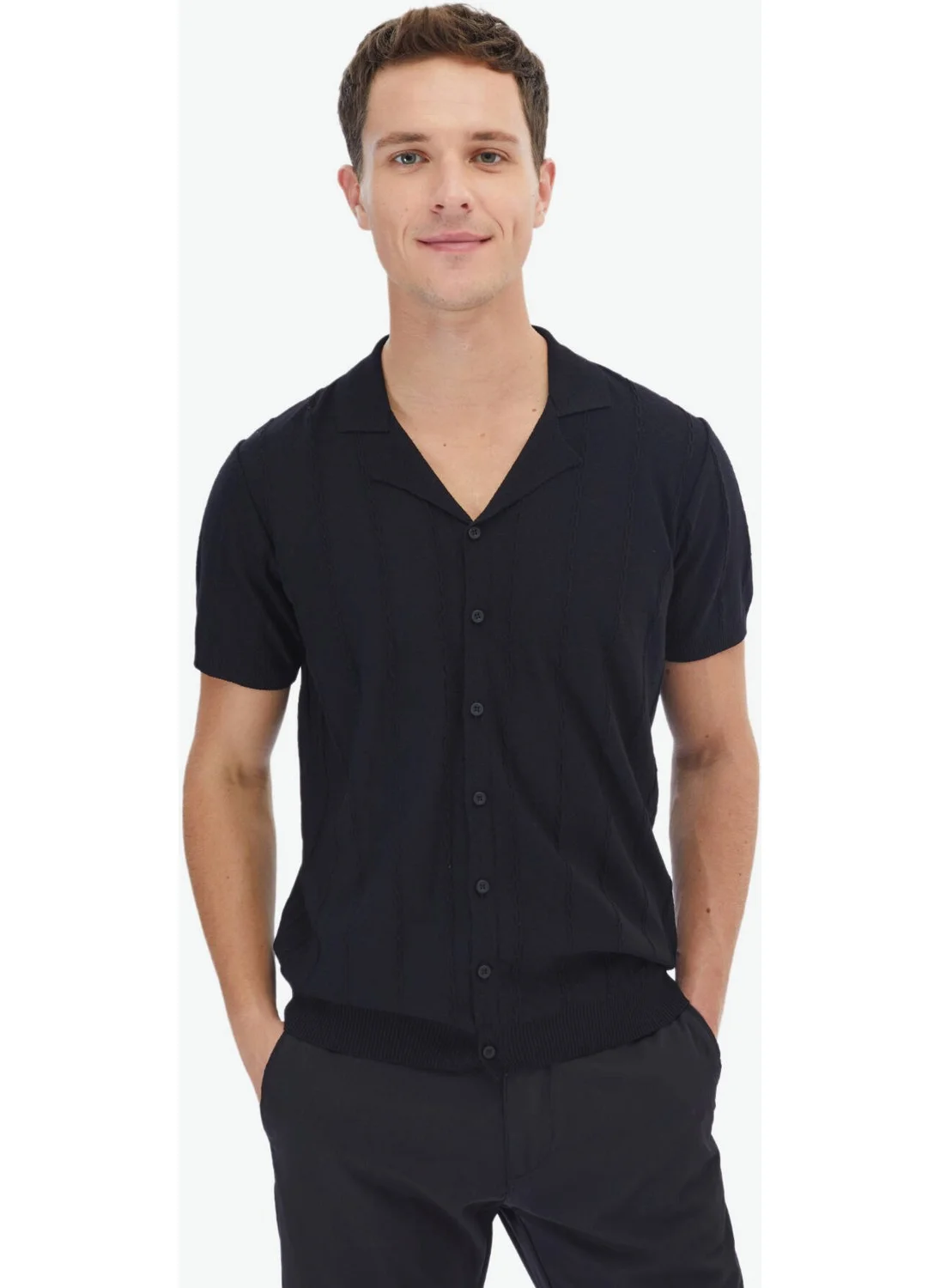 Kip Black Regular Fit Casual Shirt