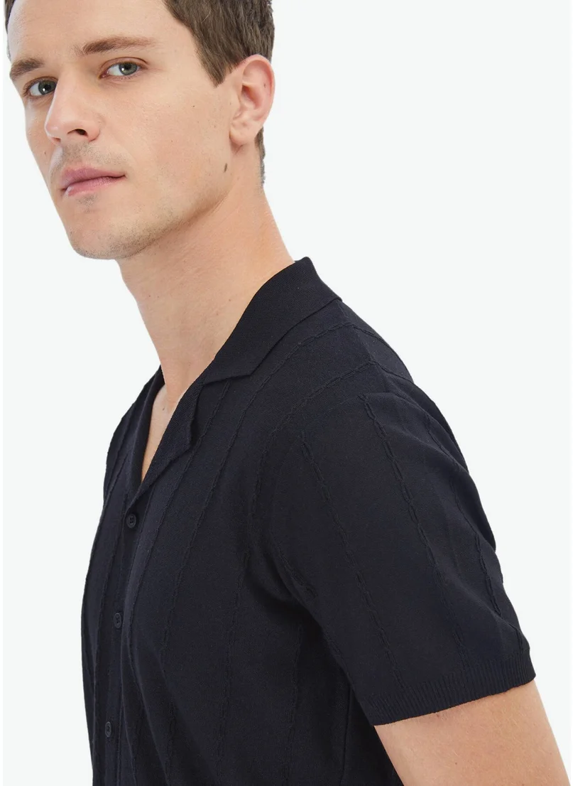 Kip Black Regular Fit Casual Shirt