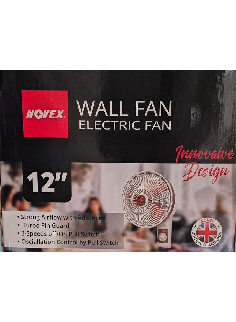 نوفيكس مروحة متأرجحة NOVEX مقاس 12 بوصة للتثبيت على الحائط – NV-WF12W/G | أبيض وذهبي - Image 2