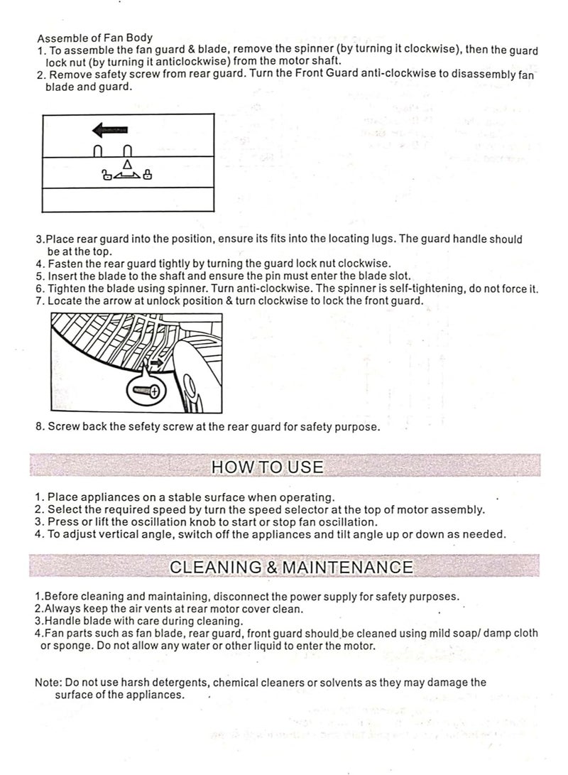 نوفيكس مروحة متأرجحة NOVEX مقاس 12 بوصة للتثبيت على الحائط – NV-WF12W/G | أبيض وذهبي - Image 5