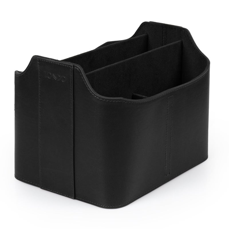 Londo PU Leather Remote Control Holder, Office Supplies Desk Organizer with Tablet Slot, Makeup Brush and Utensils Cube, Large Capacity Desk Caddy With 5 Compartments - Image 1