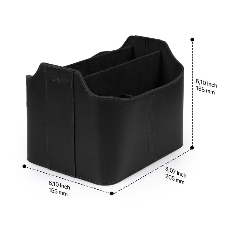 Londo PU Leather Remote Control Holder, Office Supplies Desk Organizer with Tablet Slot, Makeup Brush and Utensils Cube, Large Capacity Desk Caddy With 5 Compartments - Image 3