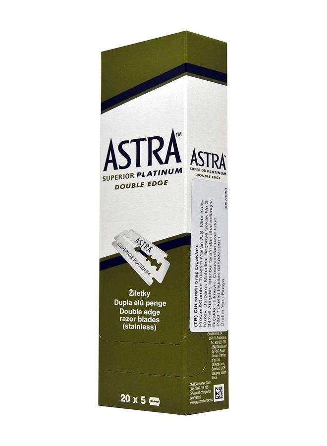 Astra Superior Platinum Double Edge Shaving Razor Blades 100 Pcs Barber Favored by Astra - Image 2