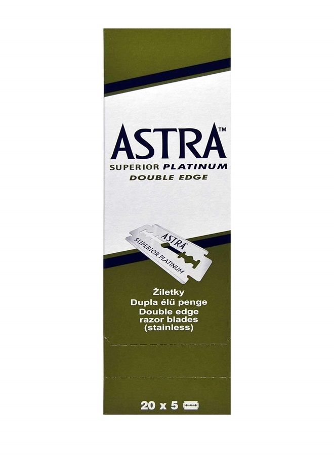Astra Superior Platinum Double Edge Shaving Razor Blades 100 Pcs Barber Favored by Astra - Image 1