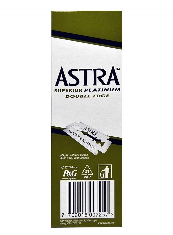 Astra Superior Platinum Double Edge Shaving Razor Blades 100 Pcs Barber Favored by Astra - Image 3