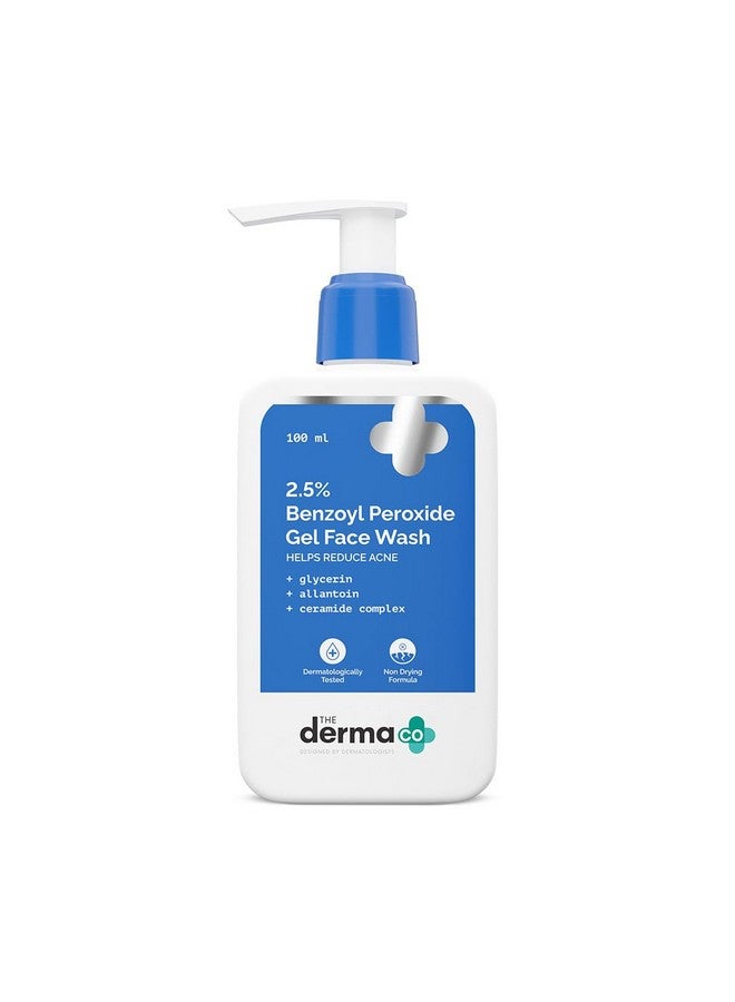 The Derma Co. 2.5% Benzoyl Peroxide Gel Face Wash | With Ceramide Complex & Glycerin | Treats Active Acne | Kills 99.9% of Acne Bacteria | Non-Drying Formula | For Oily & Acne Prone Skin | For Men & Women | 100 ml - Image 1