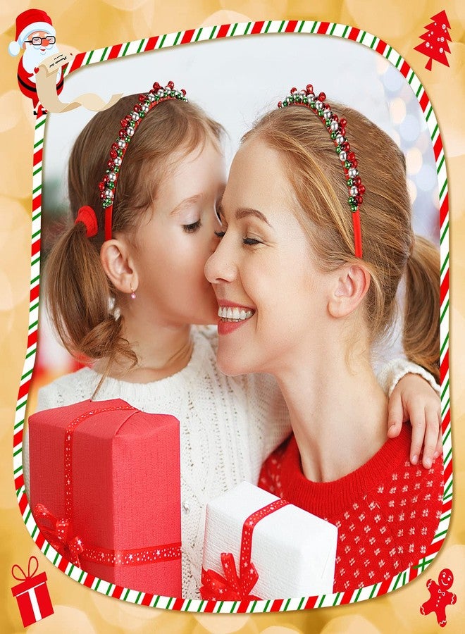 Juinte 4 Pieces Christmas Headbands Jingle Bell Headbands for Women Girls Red Green Silver Tone Hairband Lovely Christmas Holiday Hair Hoop Accessories Party Decoration - Image 5