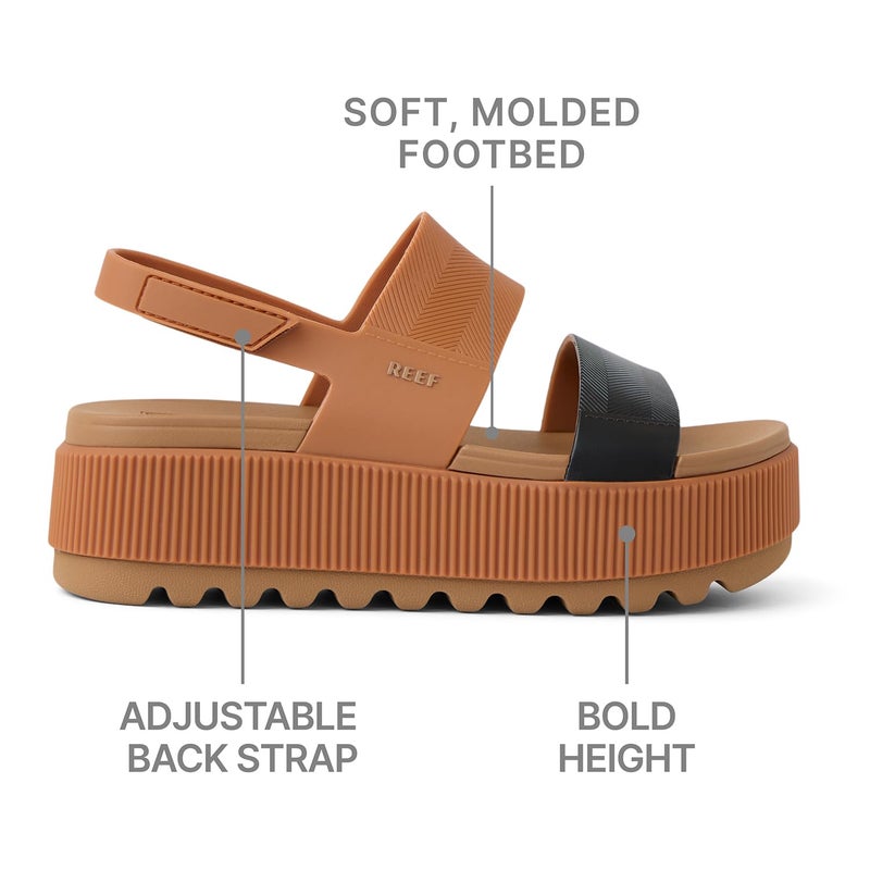 REEF Women's Water Vista Higher Platform Sandal, Water Friendly, Adjustable Strap, Black/Tan Duo, 10 - Image 4