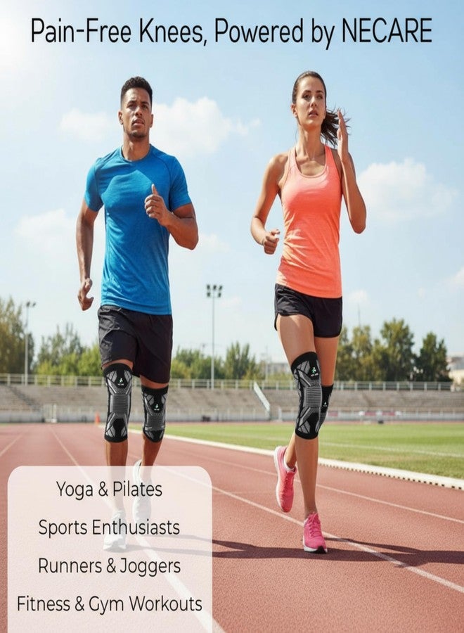 NECARE Premium Nylon Orthopedic Compression Knee Cap/Sleeves (1 PAIR) For Sports, Pain Relief, Exercise/Workout, Running/Jogging, Cycling, For Men And Women (M, Black-Grey) - Image 5