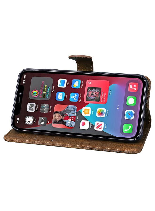 زبون جراب لهاتف iPhone 12 Pro Max بتصميم جلدي بتصميم فراشات عتيق مع حامل وفتحات للبطاقات ومحفظة - Image 5