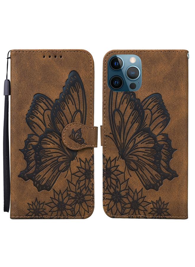 زبون جراب لهاتف iPhone 12 Pro Max بتصميم جلدي بتصميم فراشات عتيق مع حامل وفتحات للبطاقات ومحفظة - Image 1