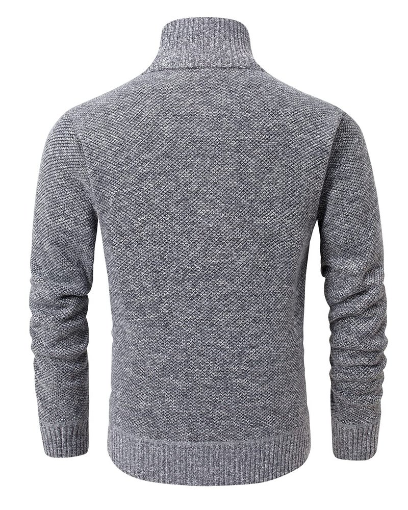 Vcansion Men's Classic Stand Collar Full Zip Knitted Cardigan Sweaters with Pockets Light Grey XL - Image 2