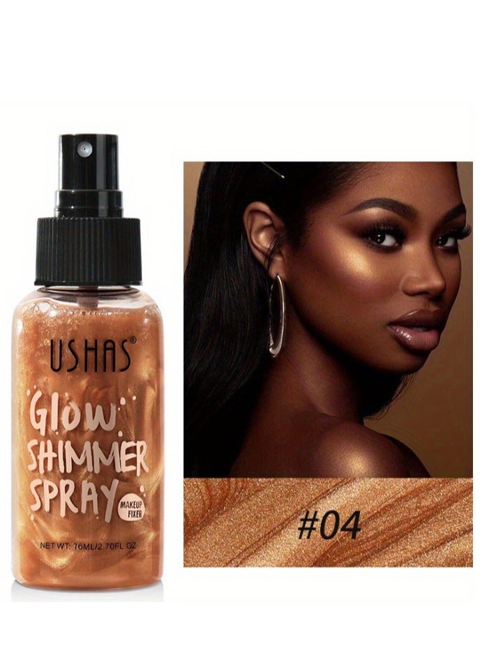 Ushas Glow Shimmer Spray - Shimmer Body Oil Liquid Easy to Push Away Natural Moisture Glitter Face Brightening Glow Pearl Highlighter Illuminator Shine Contouring Makeup for Face and Body #4 - Image 1