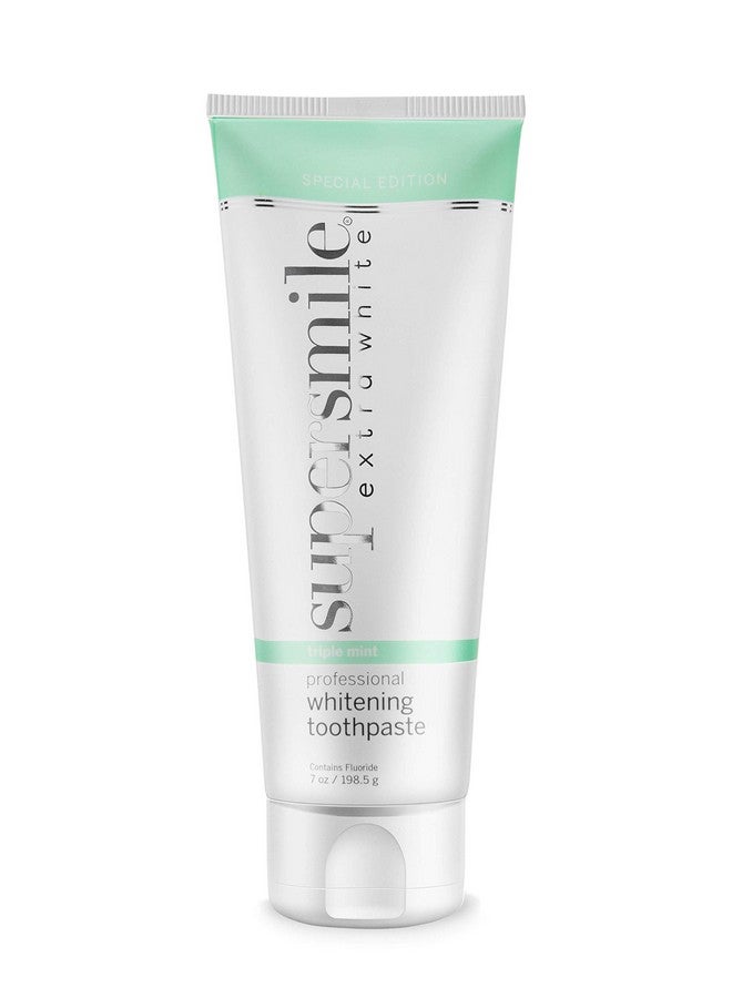سوبر سمايل معجون أسنان احترافي لتبييض الأسنان من إكسترا وايت، ثبت سريريًا أنه يزيل البقع ويبيض الأسنان حتى 9 ظلال بدون حساسية (النعناع الثلاثي 7 أونصة) 7 أونصة. - Image 1