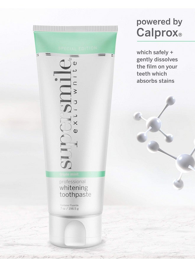 سوبر سمايل معجون أسنان احترافي لتبييض الأسنان من إكسترا وايت، ثبت سريريًا أنه يزيل البقع ويبيض الأسنان حتى 9 ظلال بدون حساسية (النعناع الثلاثي 7 أونصة) 7 أونصة. - Image 2