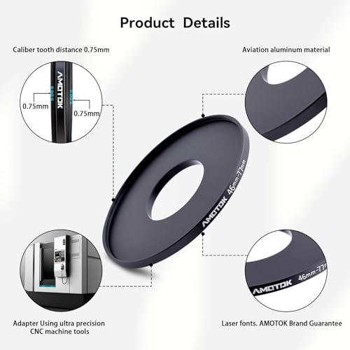 AMOTOK 46mm Lens to 77mm Camera Lens Adapter,46mm to 77mm Filter Step-Up Adapter Ring,Compatible All 77mm Filter Accessory - Image 3