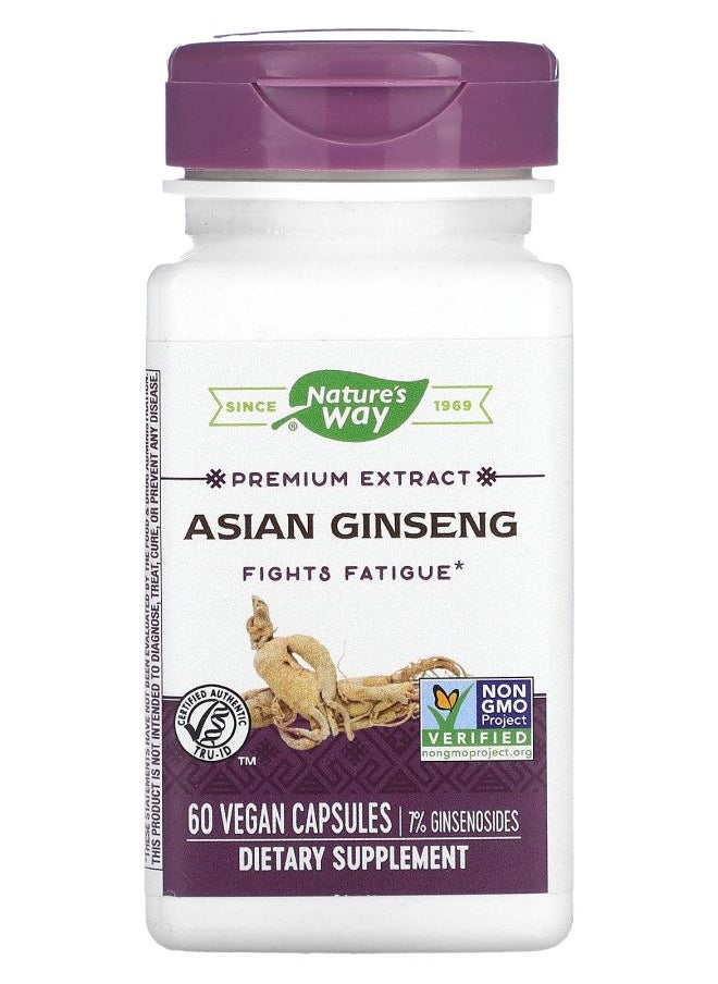 Nature's Premium Extract Asian Ginseng 60 Vegan Capsules 