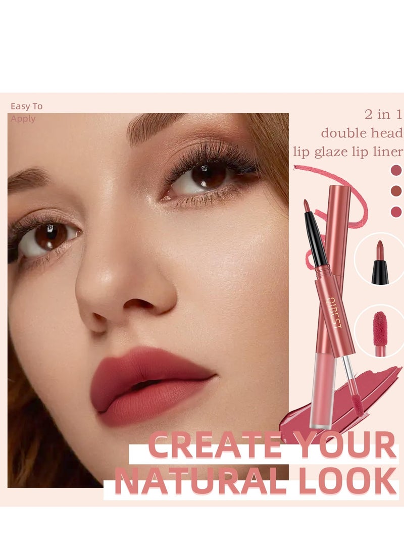 Excefore Matte Liquid Lipstick and Lip Liner Pens Set, 3 Pcs Waterproof and Long Lasting, Velvety Nude Smooth, 24 Horas Originales Makeup, Gloss Make up Gift Set - Image 2