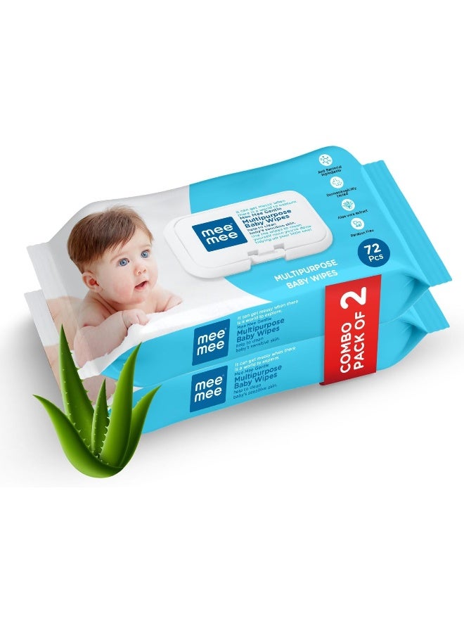 Mee Mee Multipurpose Gentle Baby Wipes  72 Pieces (Pack of 2 - Image 1