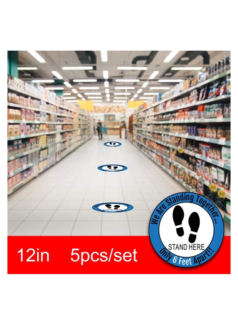 SOLARAE Social Distancing Floor Decals Safety Floor Sign Marker Stand Here Floor Sticker for Grocery Store School, 10PCS/Set 12‚Äù /30cm - Image 2