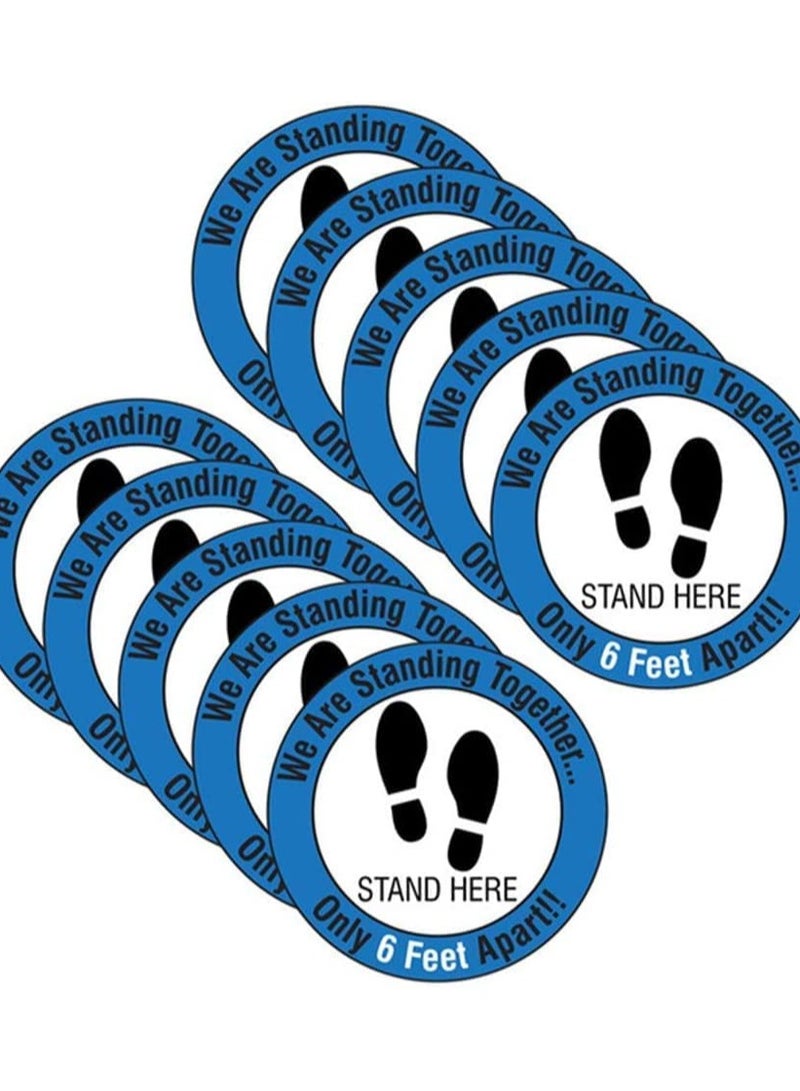 SOLARAE Social Distancing Floor Decals Safety Floor Sign Marker Stand Here Floor Sticker for Grocery Store School, 10PCS/Set 12‚Äù /30cm - Image 1