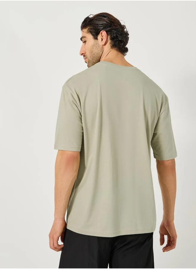 Styli Slogan Print Oversized T-Shirt with Tape Detail