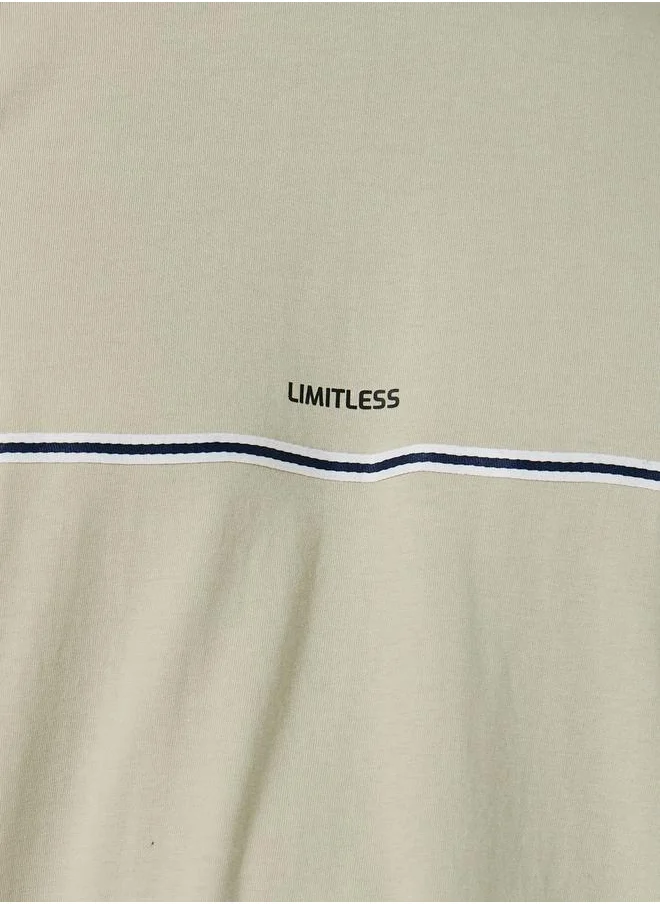 Styli Slogan Print Oversized T-Shirt with Tape Detail