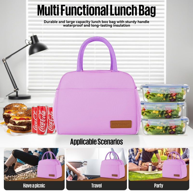 douyadady Lunch Bag Women/Men Lunch Box Women/Men (purple) - Image 3