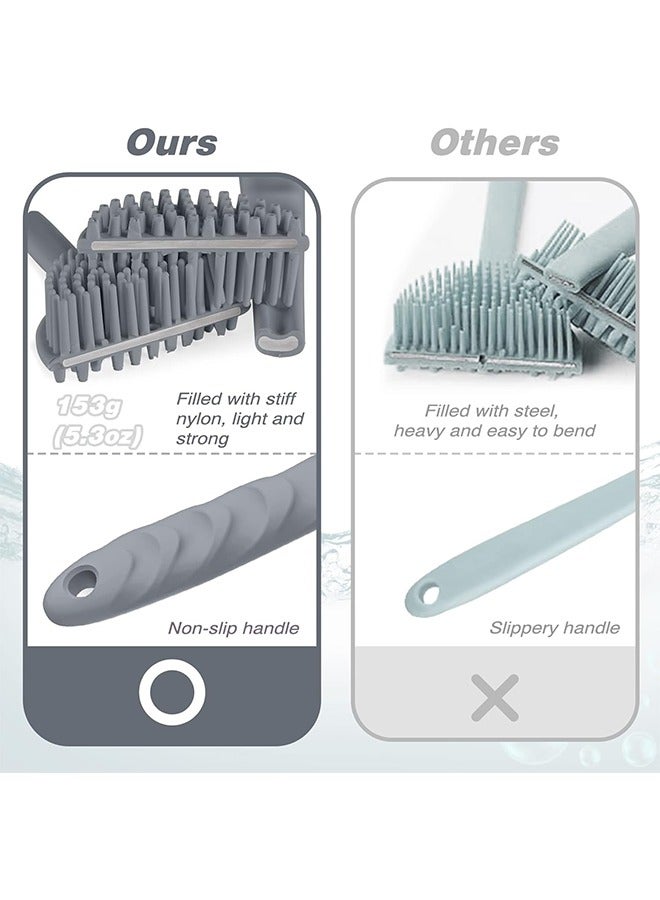 Silicone Back Brush,Long Handle Body Scrubber,for Deep Clean & Exfoliation,Shower Accessory for Men & Women(Grey) - Image 5