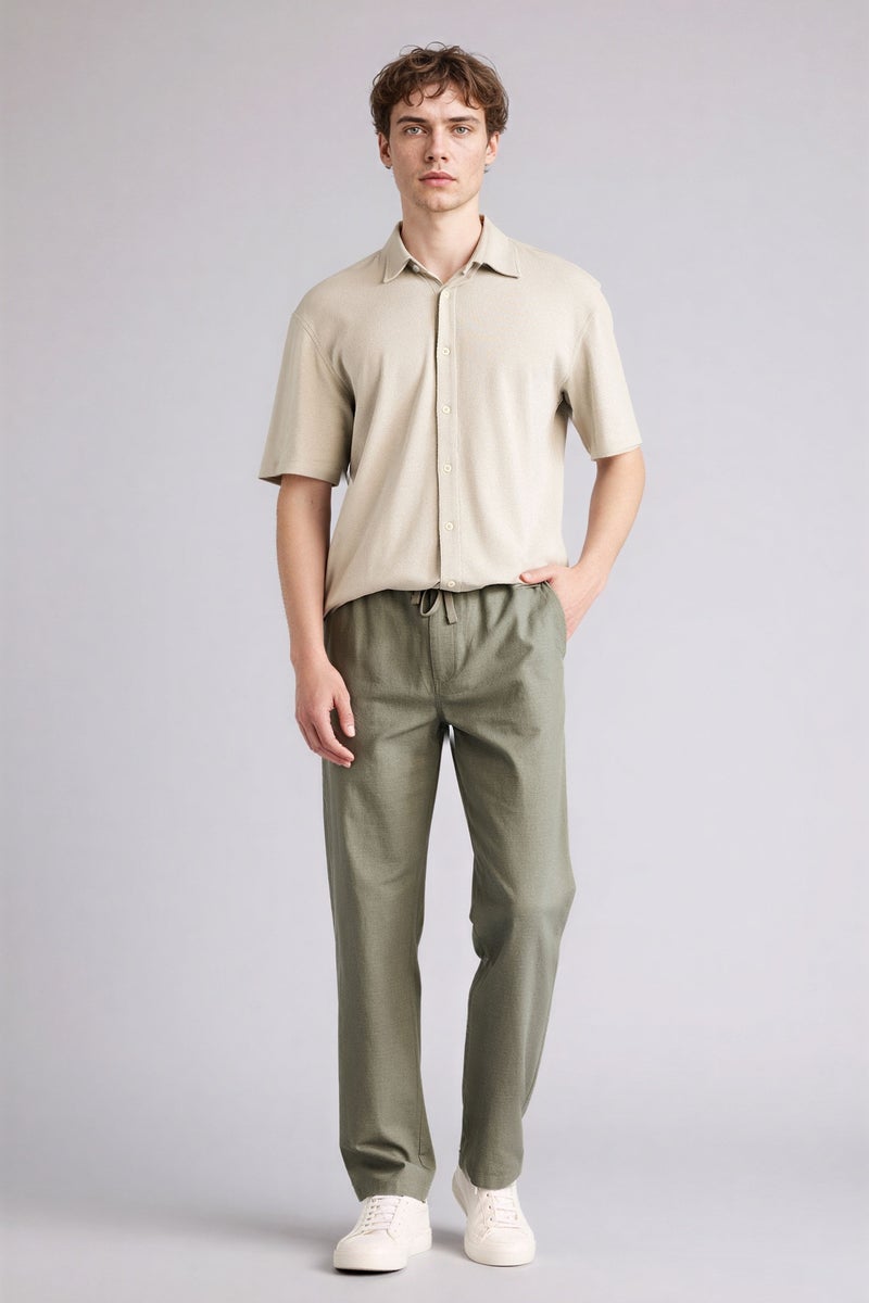 DeFacto Green Man Slim Fit Cotton Trousers Casual - Image 1
