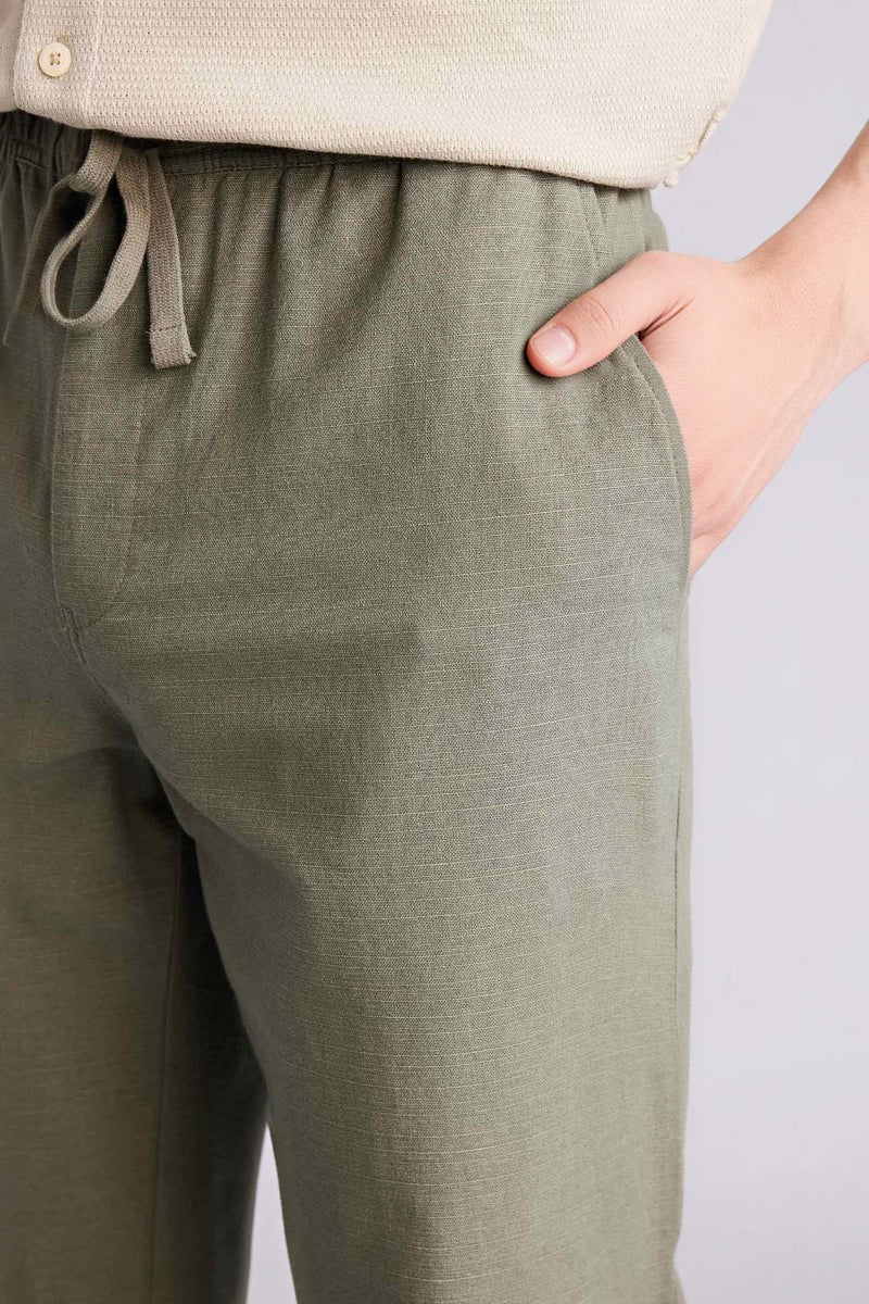 DeFacto Green Man Slim Fit Cotton Trousers Casual - Image 3