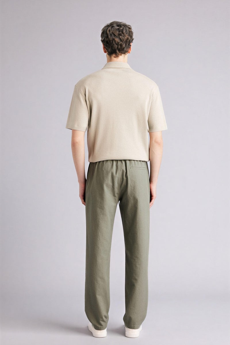 DeFacto Green Man Slim Fit Cotton Trousers Casual - Image 5