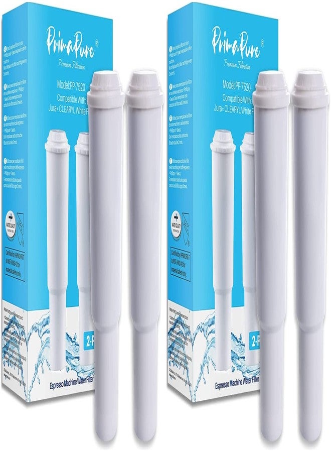 PrimaPure عبوة من 4 فلاتر مياه بديلة لماكينة قهوة الإسبريسو PrimaPure، متوافقة مع Jura Clearyl White 64553 و7520، معتمدة وفقًا لمعيار NSF/ANSI 42 من قِبل IAPMO RT - Image 1
