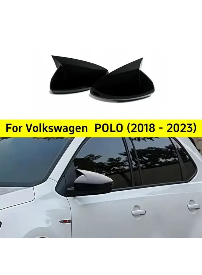 Rearview Mirror Cover Sticker Carbon Look For VW Polo 2018 2019 2020 2021 2022 2023 - Image 4