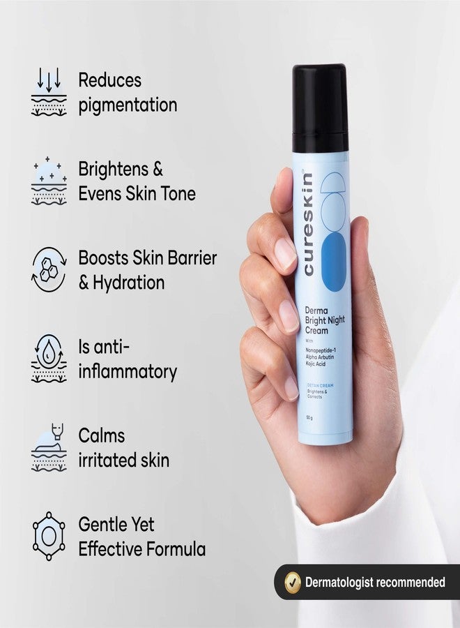 Cureskin Kojic Acid Face Cream for Pigmentation, Tan Removal & Dark Spot Correction | Brightening Night Cream with Alpha Arbutin, Niacinamide & Nonapeptide, 50 g (Pack of 1) - Image 3