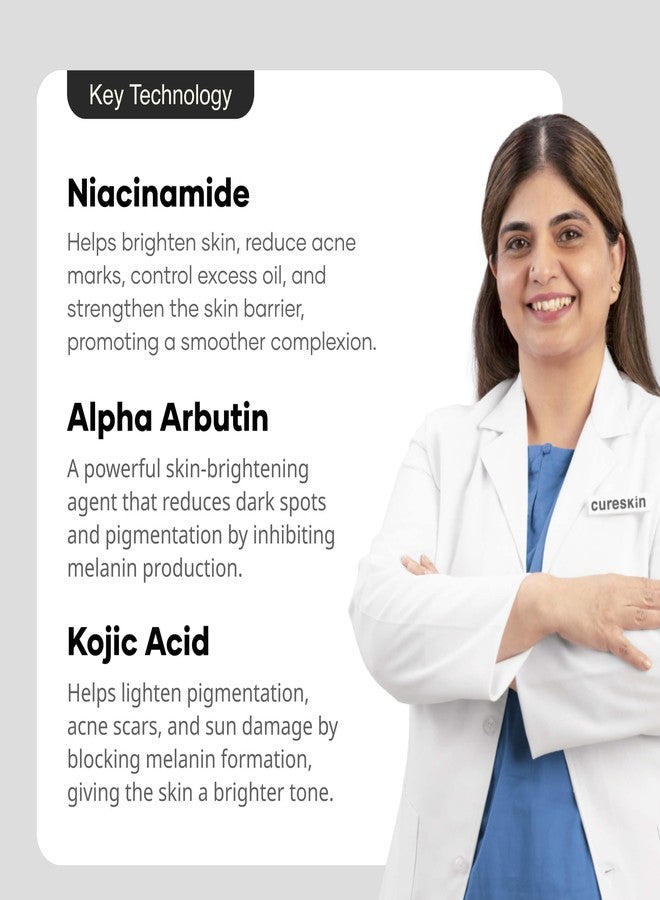 Cureskin Kojic Acid Face Cream for Pigmentation, Tan Removal & Dark Spot Correction | Brightening Night Cream with Alpha Arbutin, Niacinamide & Nonapeptide, 50 g (Pack of 1) - Image 4