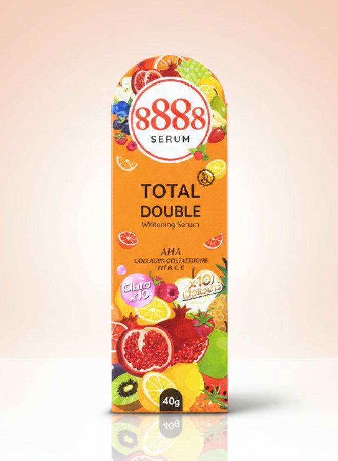 888 توتال وايت سيروم التبييض المزدوج توتال 8888 وزن 40 جم لتفتيح البشرة وترطيبها غني بفيتامين سي والكولاجين لبشرة مشرقة