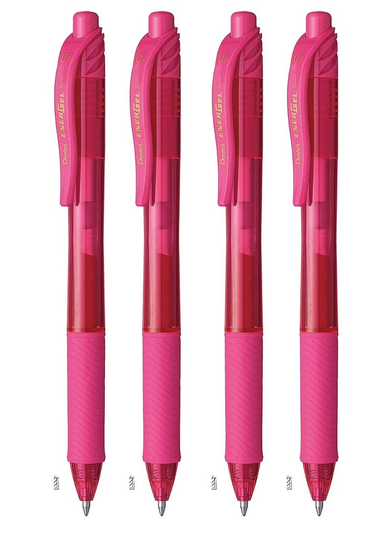Pentel 4-Piece Energel Gel Ink Pen 0.7mm Tip Pink Ink - Image 1