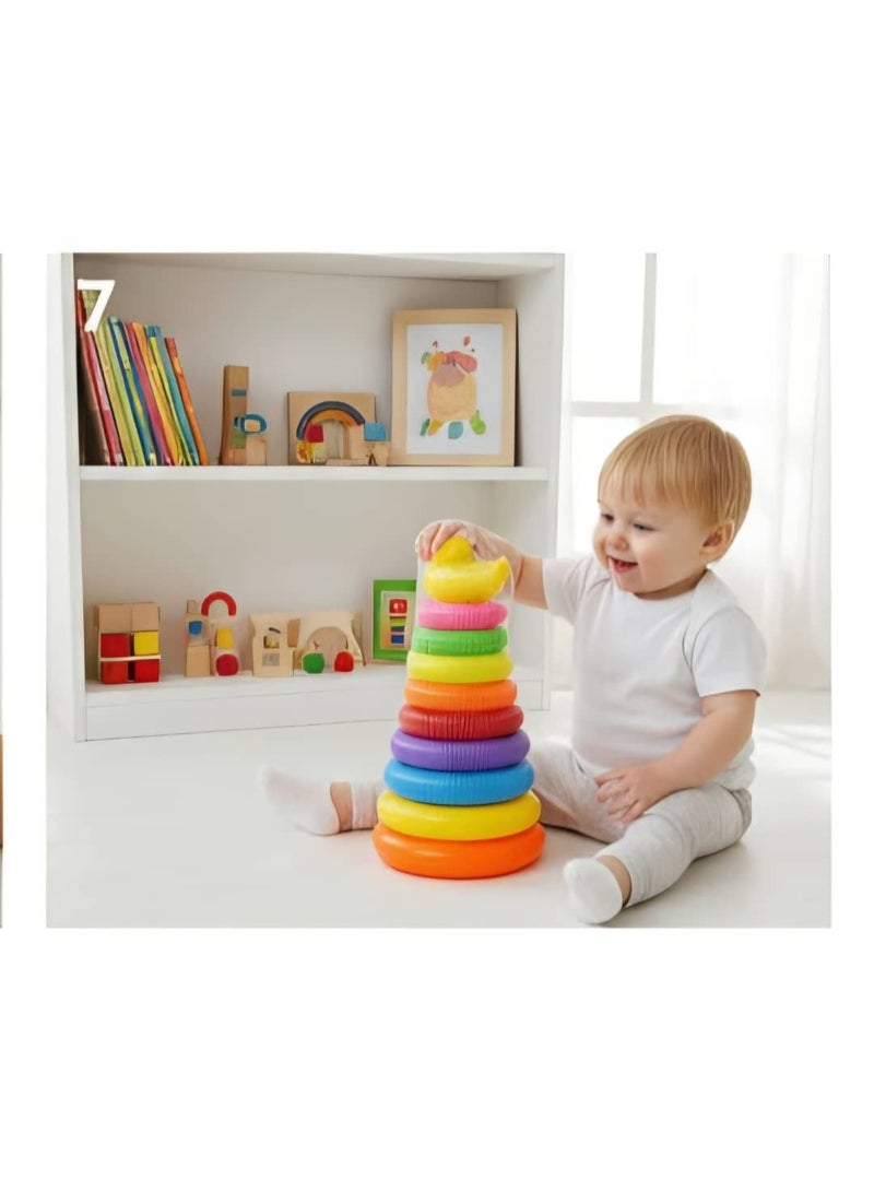 لعبة حلقات تكديس ملونة للأطفال - أداة تعليمية لتنمية المهارات الحركية والتعرف على الألوان. - Image 2