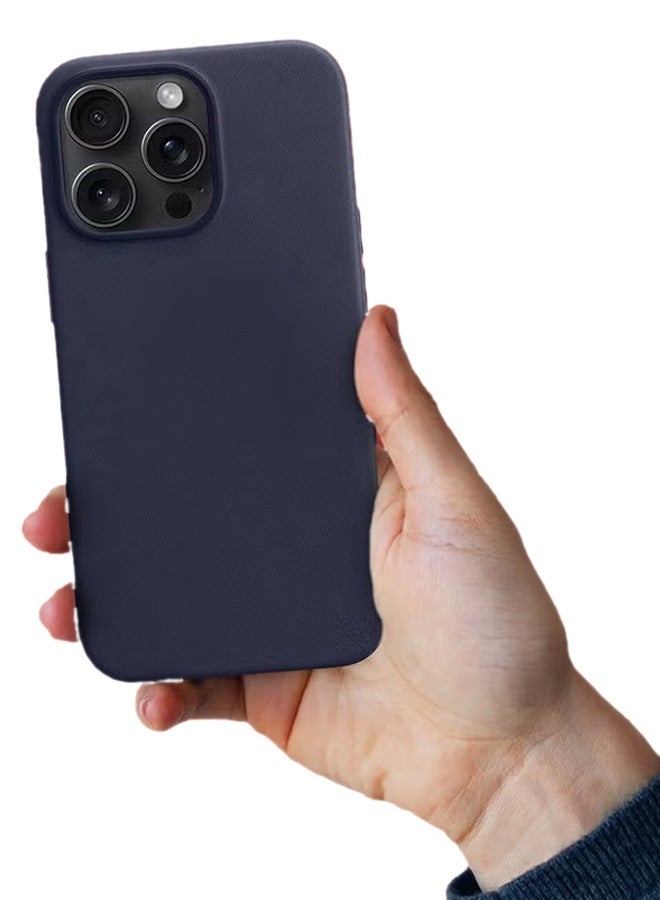 CATANES iPhone 15 Pro Max Leather Case Compatible with Magsafe Anti-Scratch Leather Case Shockproof Drop Proof Protective Slim Case Blue - Image 3