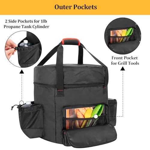 samdew Stove Carry Bag Compatible with Coleman 4-in-1 Portable Propane Camping Stove, Outdoor Grill Storage Case with Pockets for Grill Tools, for Camping, Tailgating, Grilling, Bag Only - Image 3