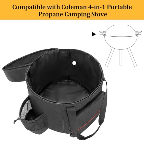 samdew Stove Carry Bag Compatible with Coleman 4-in-1 Portable Propane Camping Stove, Outdoor Grill Storage Case with Pockets for Grill Tools, for Camping, Tailgating, Grilling, Bag Only - Image 2