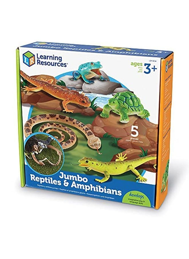 Learning Resources Jumbo Reptiles & Amphibians Tortoise Gecko Snake Iguana And Tree Frog 5 Animals Ages 3+  - Image 2