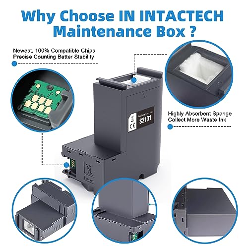IN INTACTECH C13S210125 (S210125) Maintenance Box 2-Pack for Surecolor SC-F170 SC-F100 SC-F130 SC-F160 Printer Waste Ink Tank - Image 4